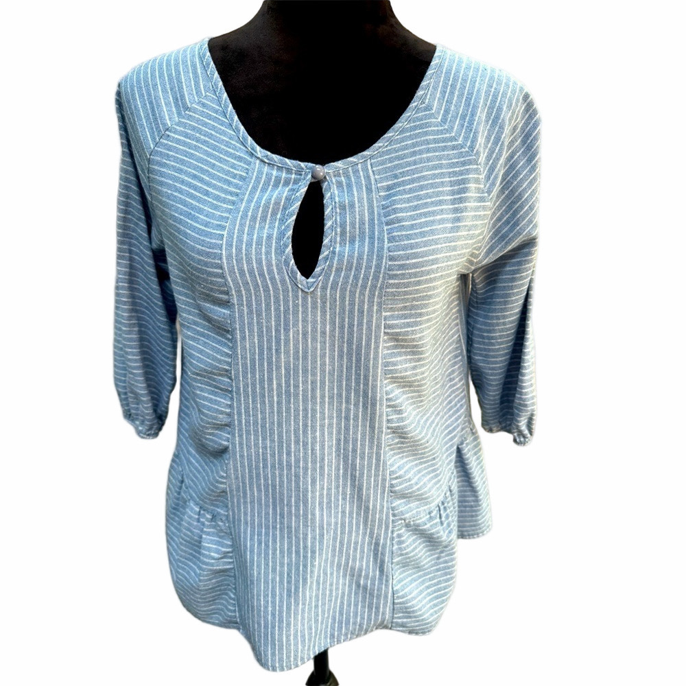 Ces Femme Blue & White Striped top size small